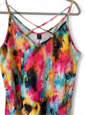SHEIN Multicolor Tie-Dye Crisscross Strappy Tank Top
